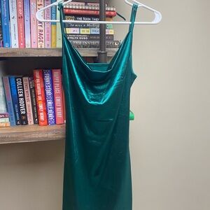 Amazon Green Satin Mini Dress